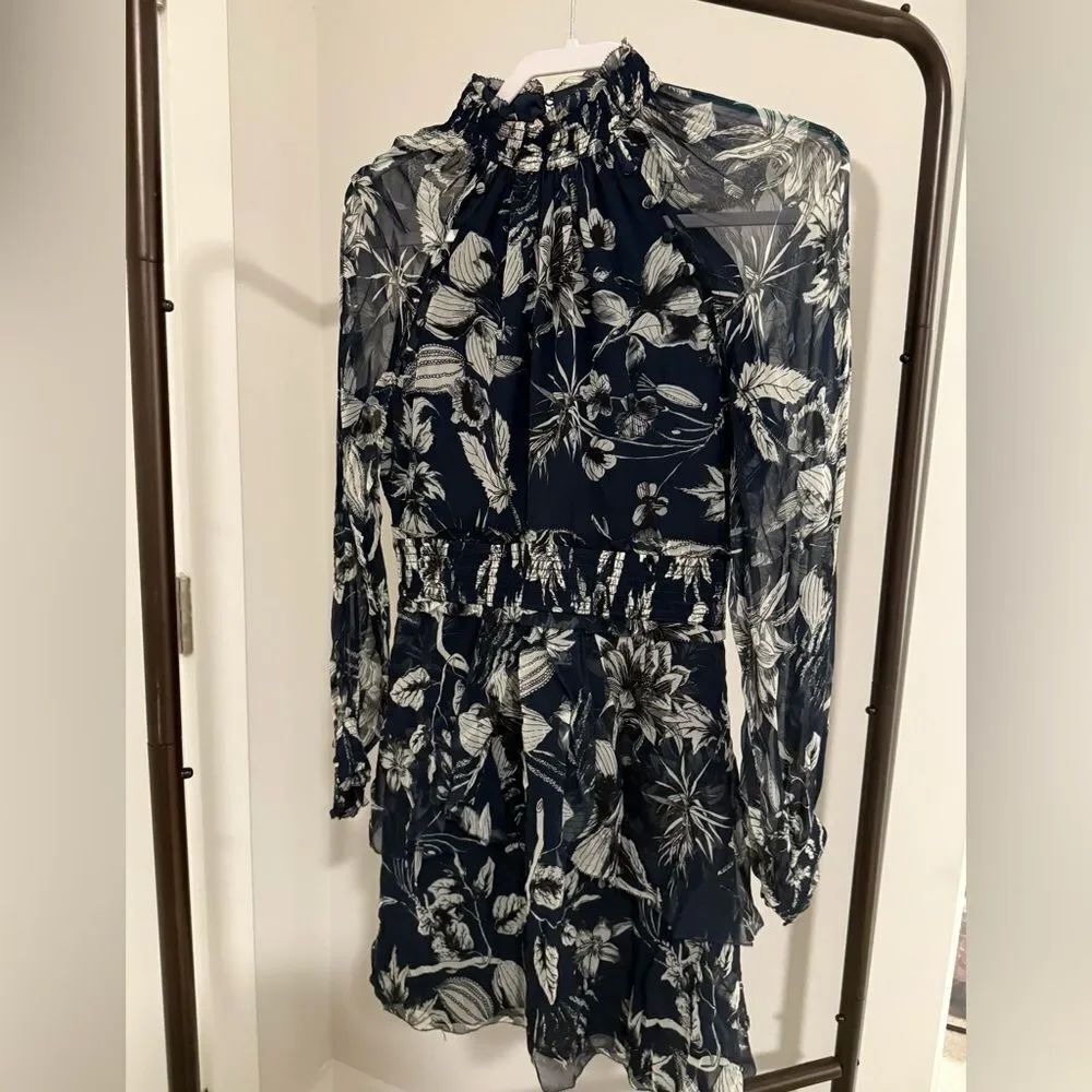 Parker Navy floral Lined Dress